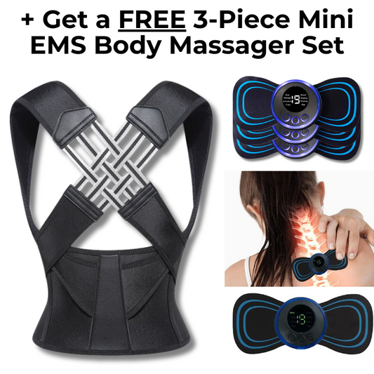 Back Straightener & Posture Corrector (+ FREE: 3-Pc EMS Mini Massager)