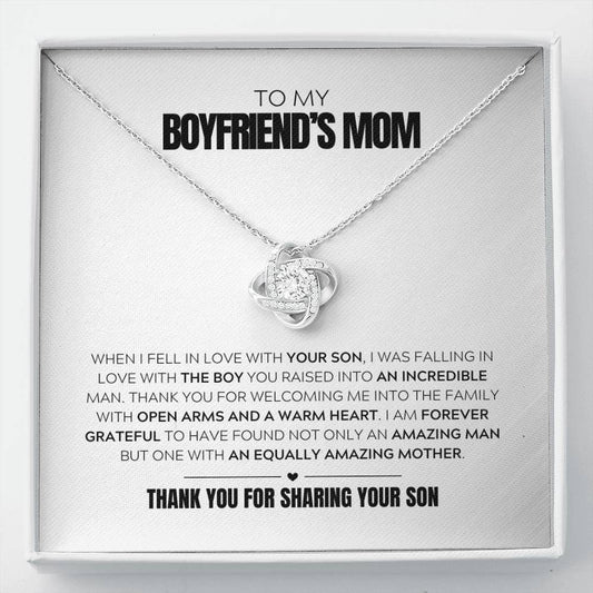 Boyfriend's Mom Gift - Forever Grateful - Love Knot Necklace
